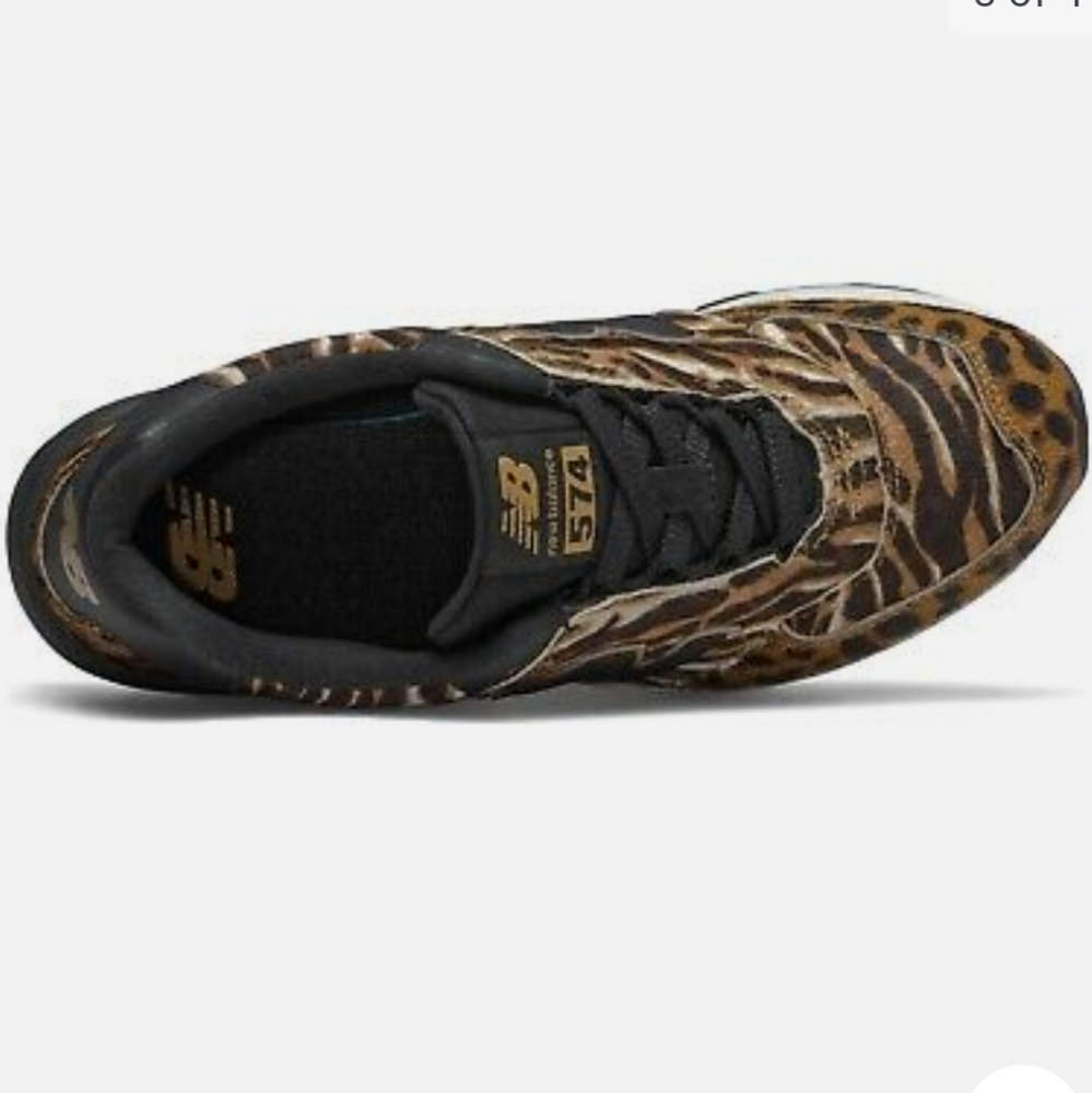NIB New Balance 574 Animal Print Calf Hair Sneakers Size 8 - Picture 3 of 4